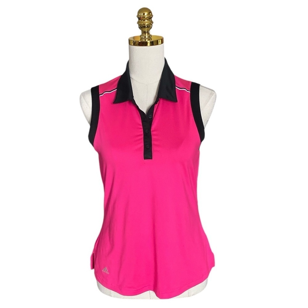 ADIDAS Women's Sleeveless Golf Tennis Pickleball Pink UPF 50+ Polo Top Sz Small